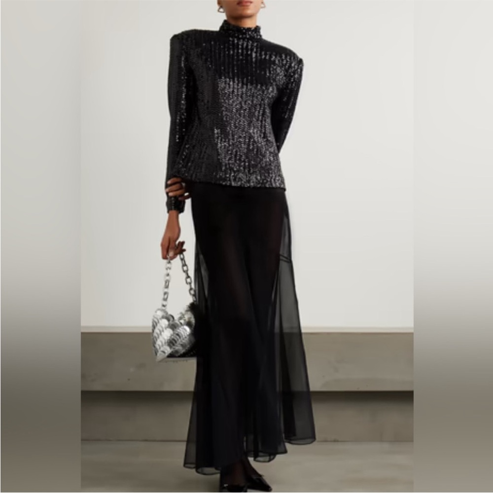 NEW NWT Anine Bing Josephine sequin black top size XS